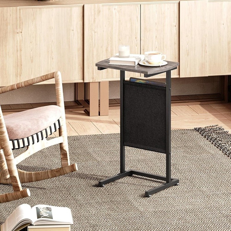 C Shaped Side Table W/ Spacious Storage Bag Multi-Use Nightstand Easy Assembly