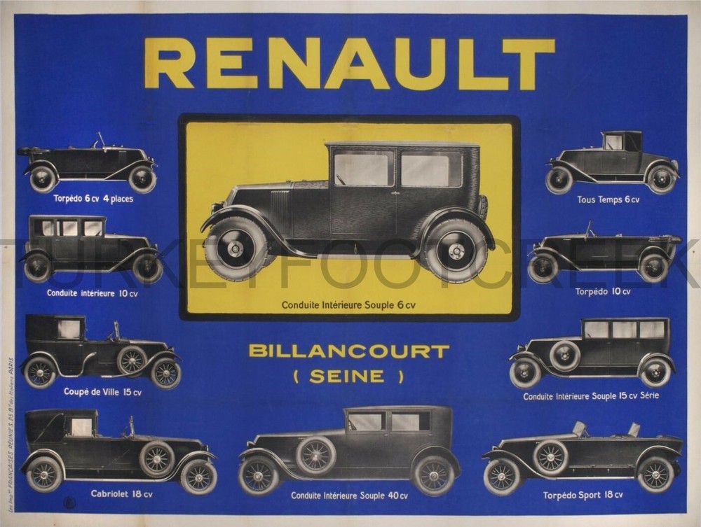 Renault Billancourt 9" x 12" Metal Sign