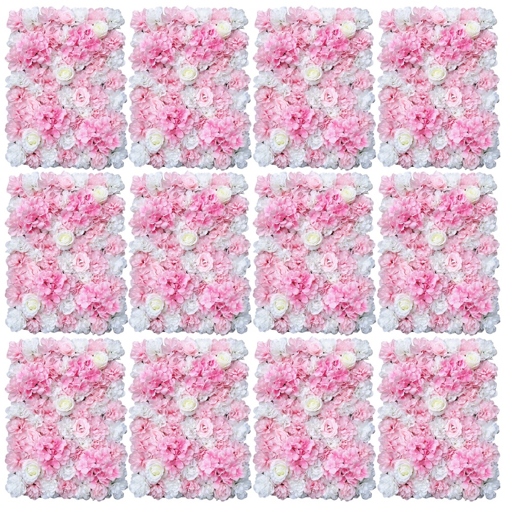 12PCS Artificial Flower Wall Panel Artificial Flower Wall Floral Backdrop Decor