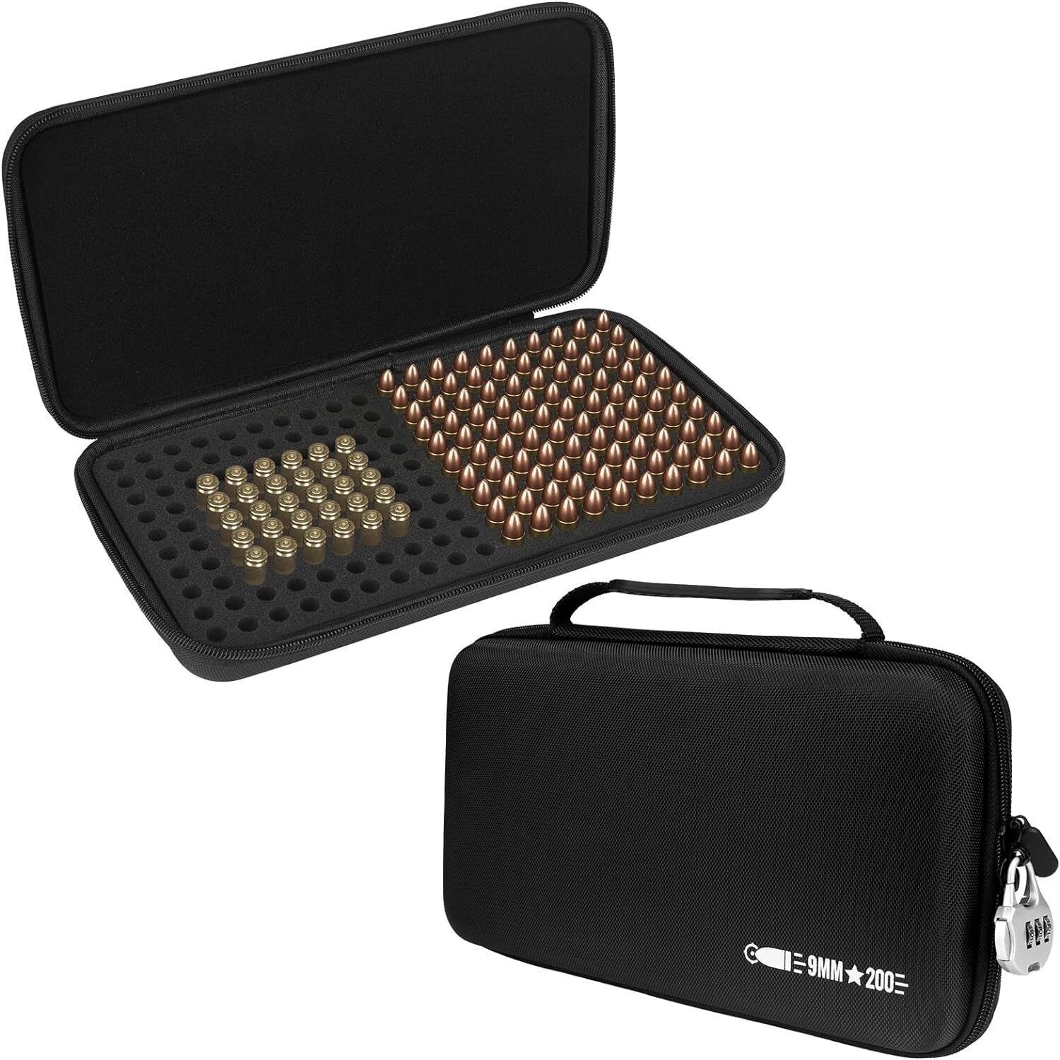 9mm Ammo Box 50/99/200 Rounds Ammunition Storage Bag Bullet Holder Case Outdoor