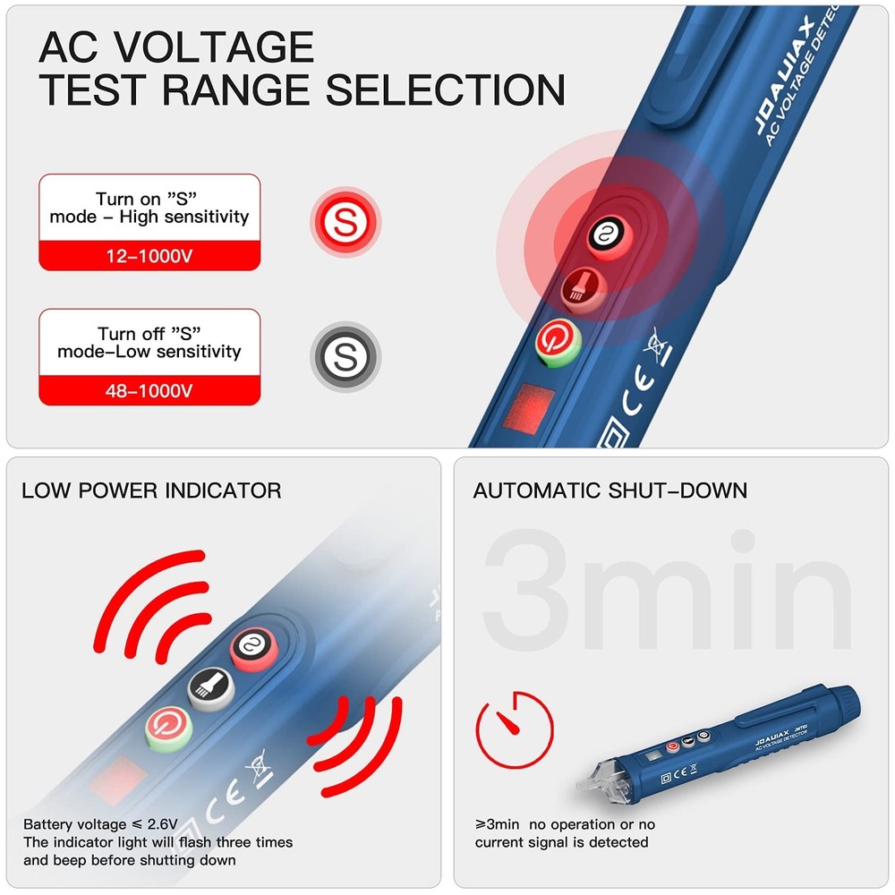 Non-Contact Voltage Tester,Electrical Voltage Detector Pen Null/Live Wire Tes...