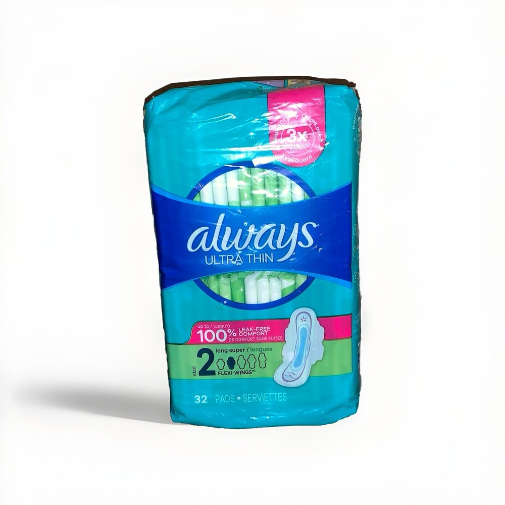 Always Ultra Thin Pads Size 2 Long Super Flexi-Wings 32 Count