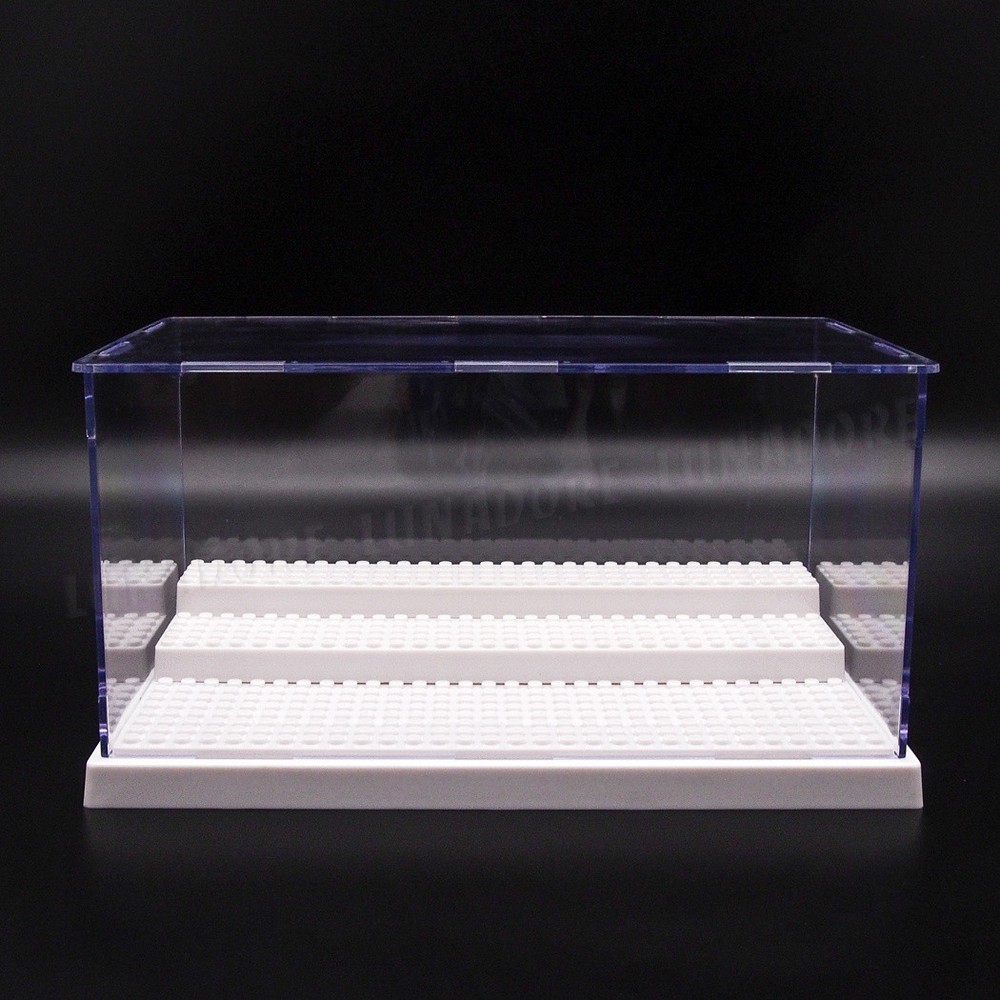 US White 3 Step Acrylic Display Box Plastic for Minifigures Blocks Self-Assemble