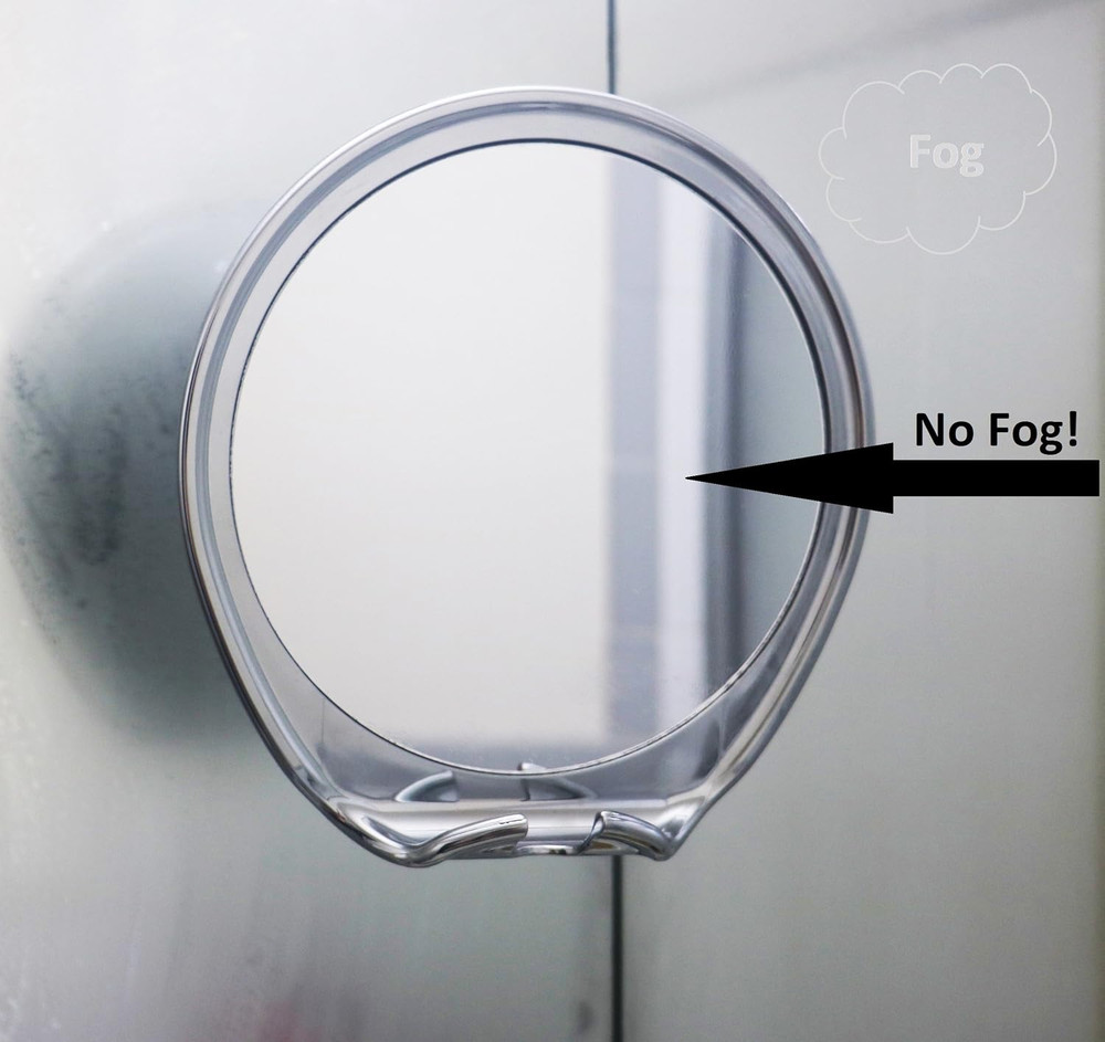 Fogless Shower Mirror with Power Locking Suction Cup, Built-In Razor Hook and 36
