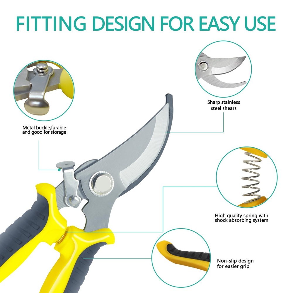 Renashed 4 Pack Garden Pruning Shears Scissors Set, Stainless Multi-color