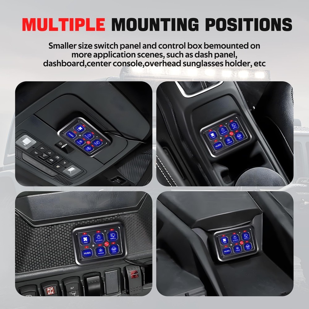 6 Gang Switch Panel with Automatic Dimmable On-Off LED Switch Pod Universal C...
