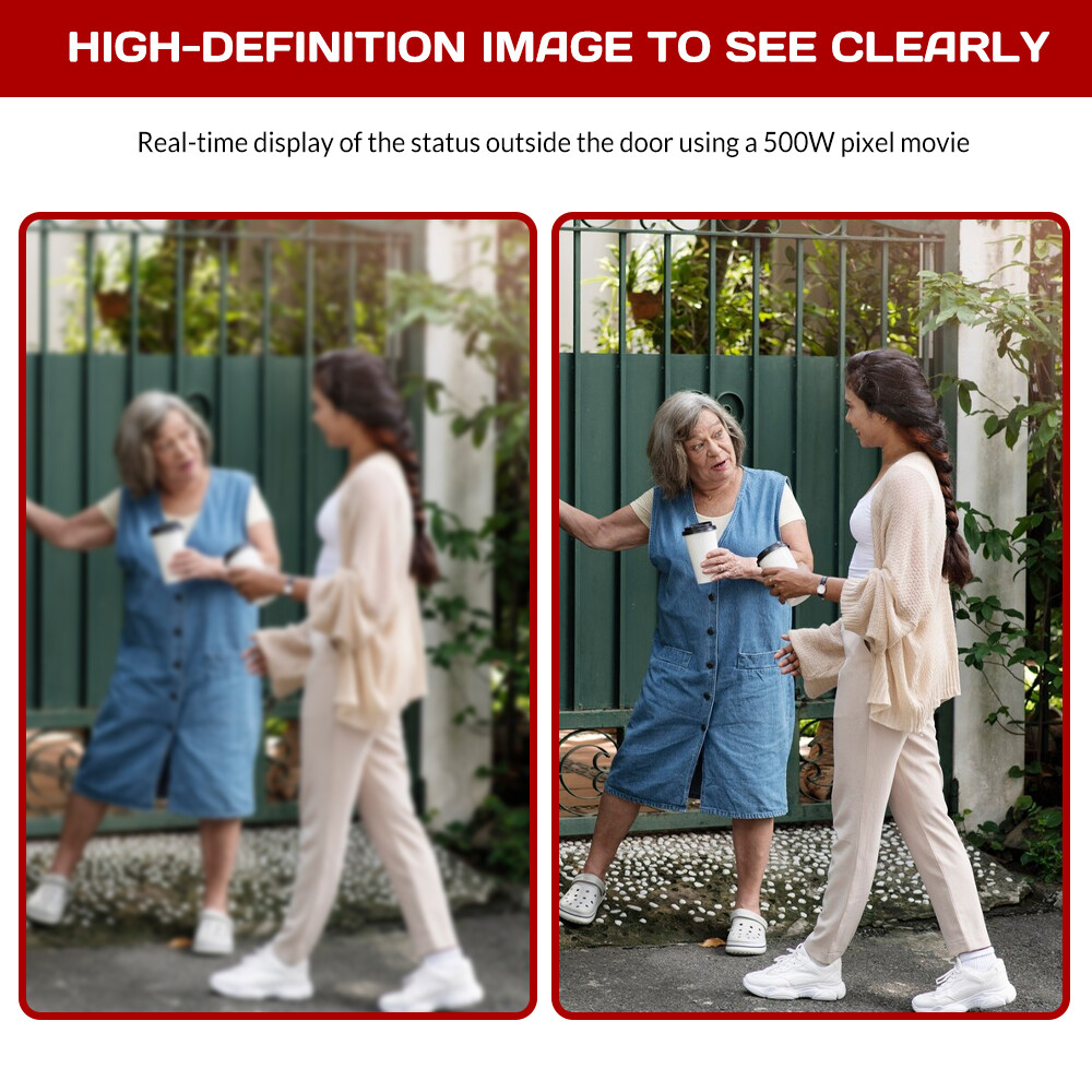 Wireless Intercom Doorbell HD Night Vision 4.3in lPS Screen Visual Camera Ring
