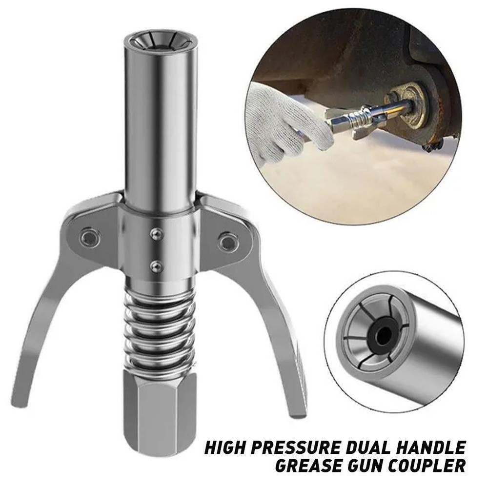 Grease Tool Coupler Quick Lock and Release Double Handle 10000 PSI High Pressure