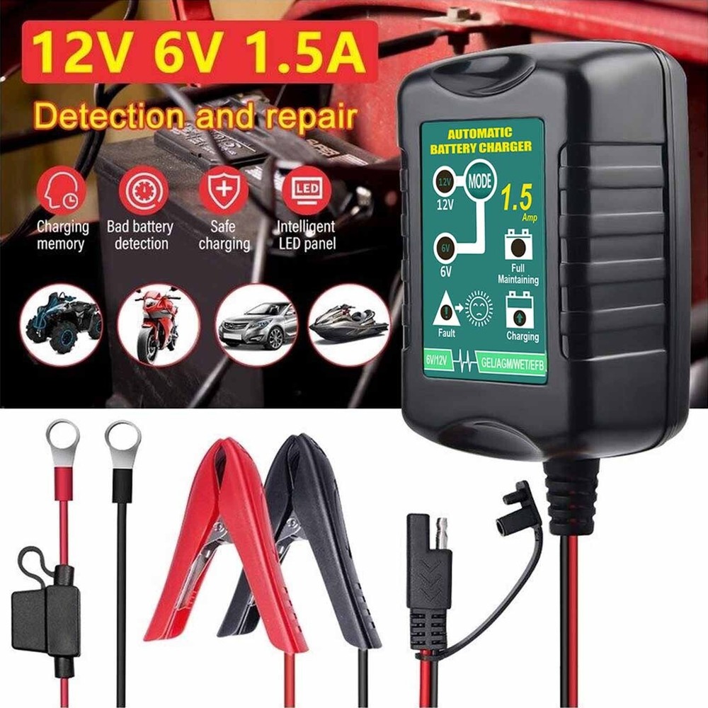 Automatic Battery Charger Maintainer Motorcycle Trickle Float For 6V 12V Battery