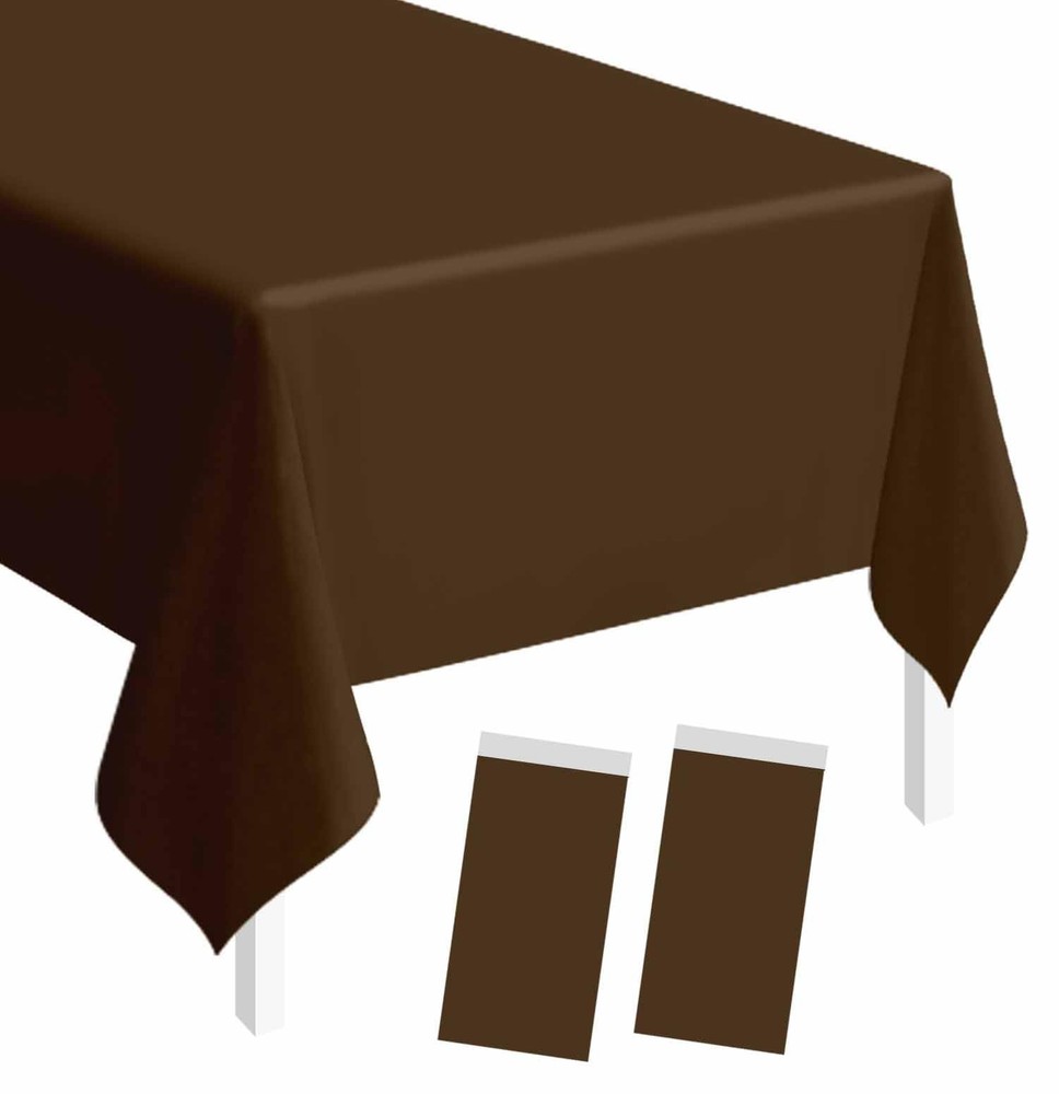 SietDESEO 2 Pack Brown Plastic Tablecloth 2 Pack,