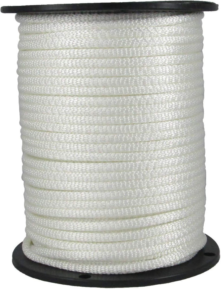 QNR 1/4" White Polyester Rope, Solid Braid Dacron Utility Rope, 500 Ft Spool, Lo