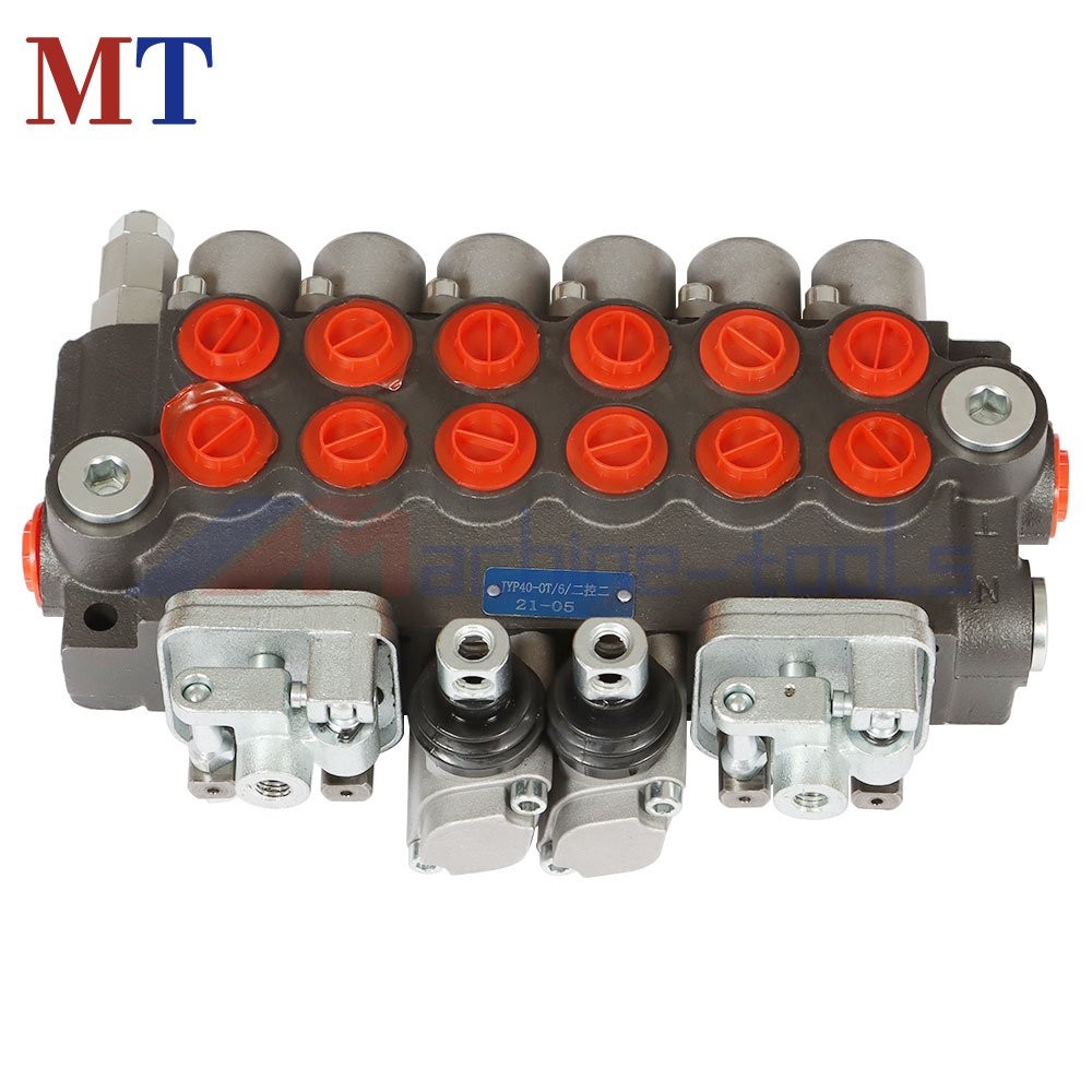 6 Spool Hydraulic Backhoe Directional Control Valve With 2 Joysticks 11GPM