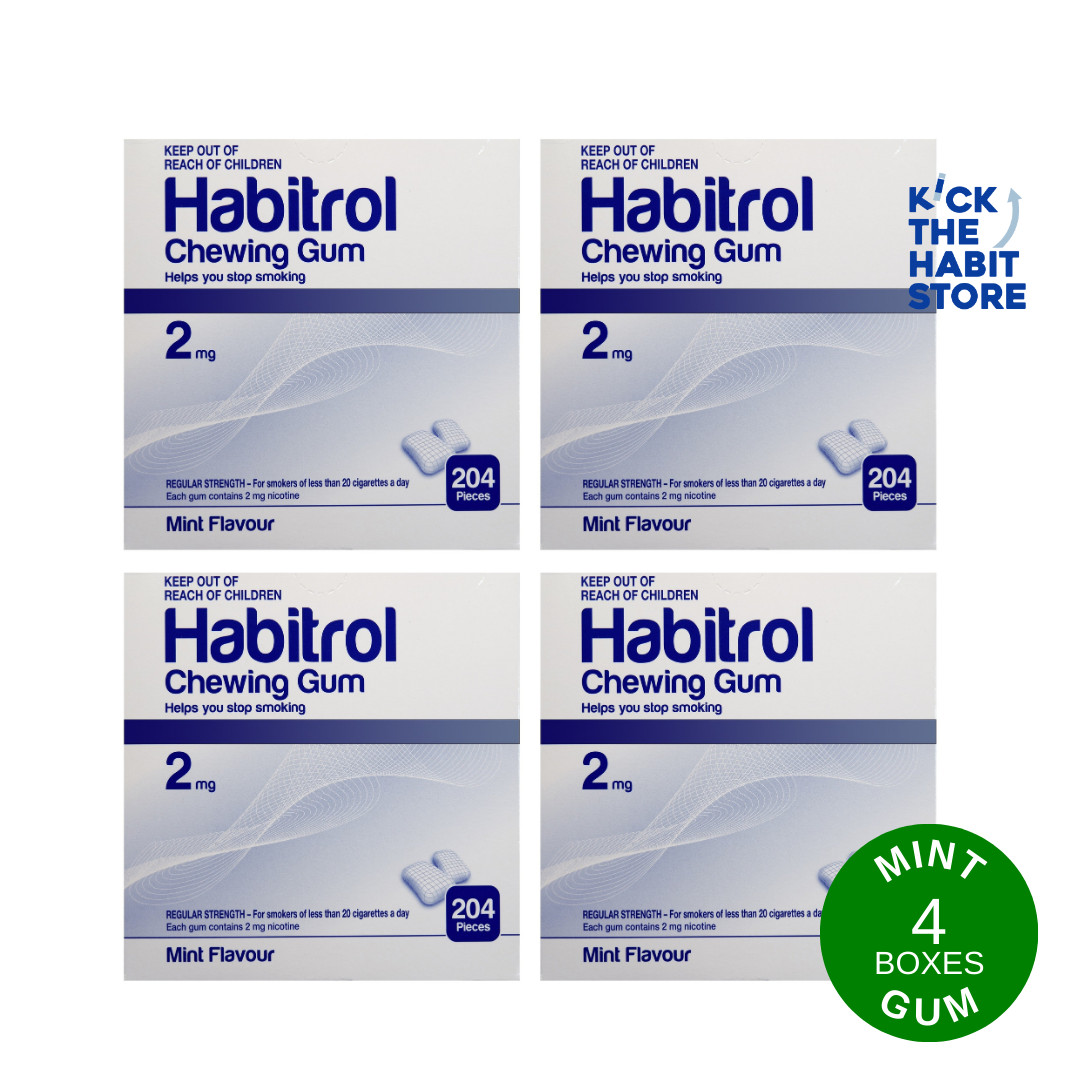 Habitrol Gum 2mg Mint  816 Pieces 4 Boxes x 204 pcs  Sugar Free 2027+