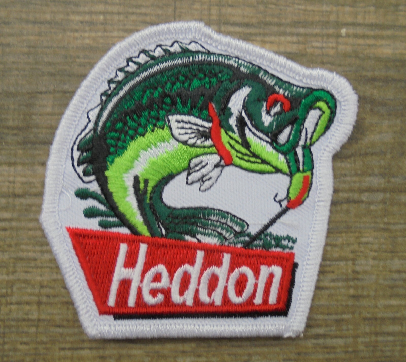 HEDDON FISHING LURES IRON ON CLOTH PATCH 3 BY 3"