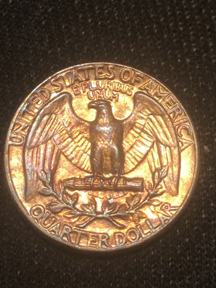 1964 Silver Quarter Uncirculated Rainbow Toning