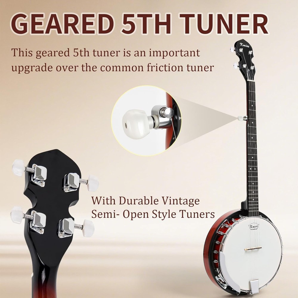 Beginner Banjo Instrument 5 String Full Size Kit