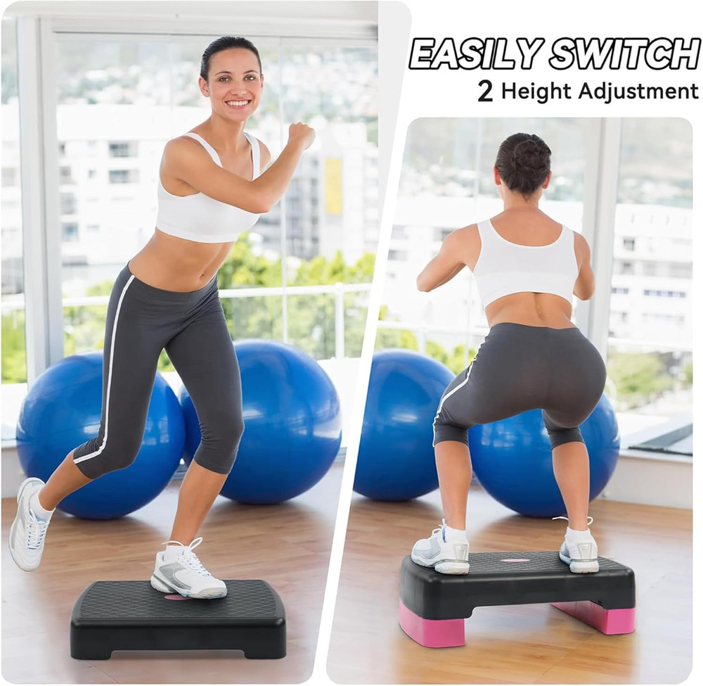 Aerobic Step Platform Trainer with Adjustable 2-Level Risers, 400 Pound Weight C