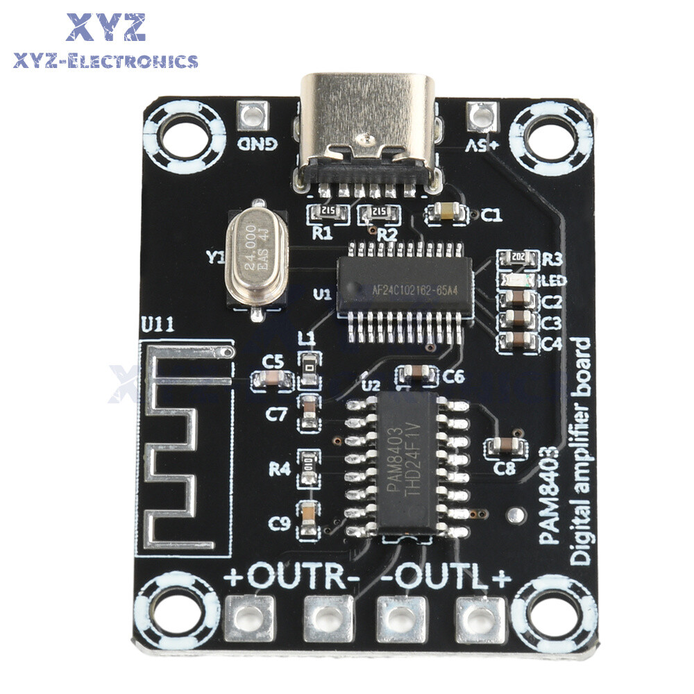 Type-C Mini PAM8403 Bluetooth Digital Power Amplifier Board 5W+5W For Class D