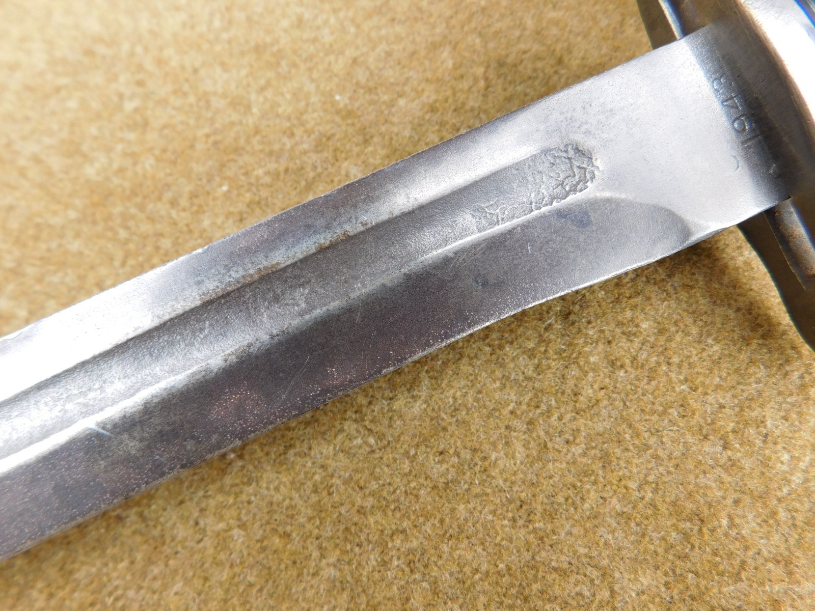 ORIGINAL WWII U.S. M-1 GARAND BAYONET CONVERTED TO FIGHTING KNIFE DATED 1943