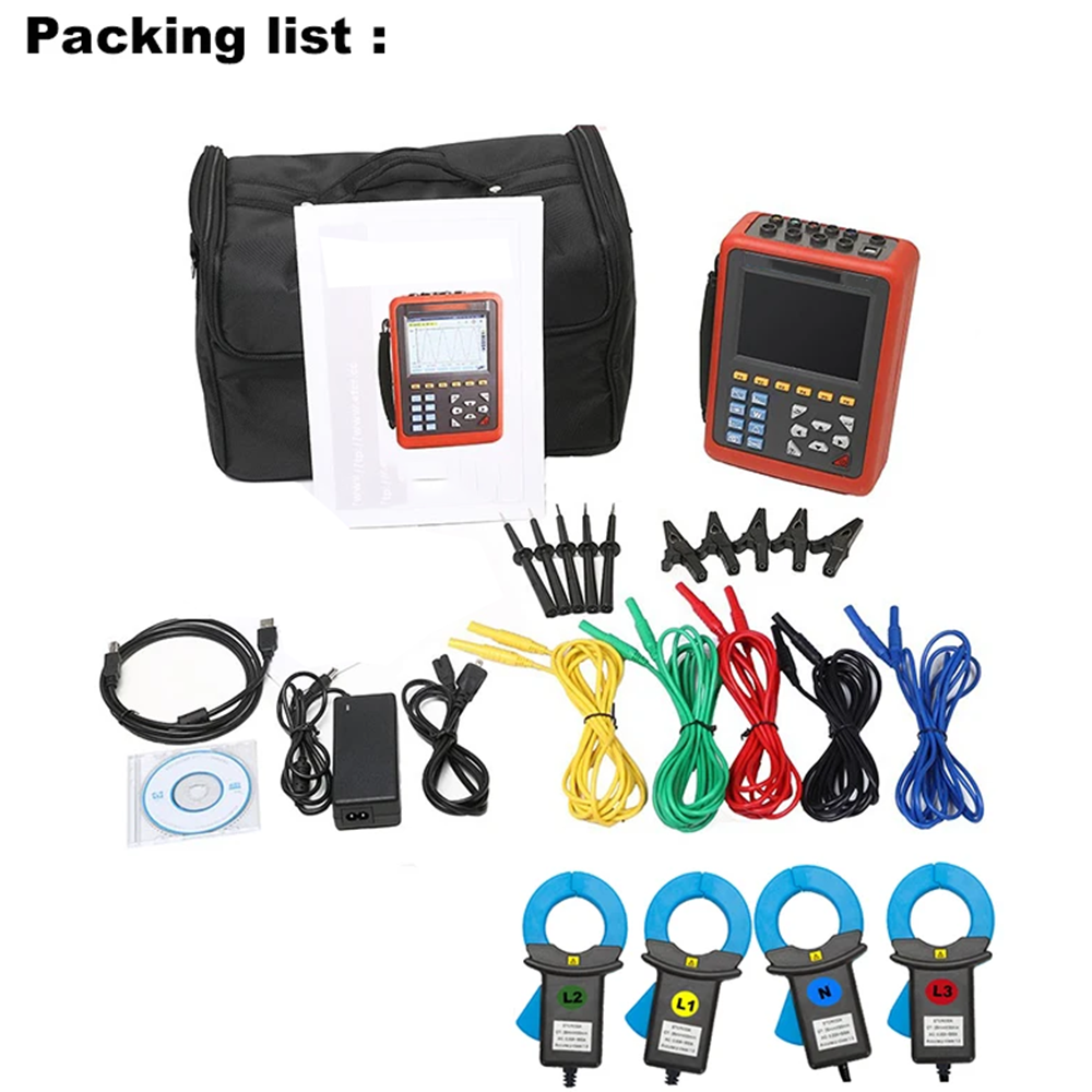 3 Phase Power Quality Analyzer Power Energy Meter with 4PCS Current Clamp