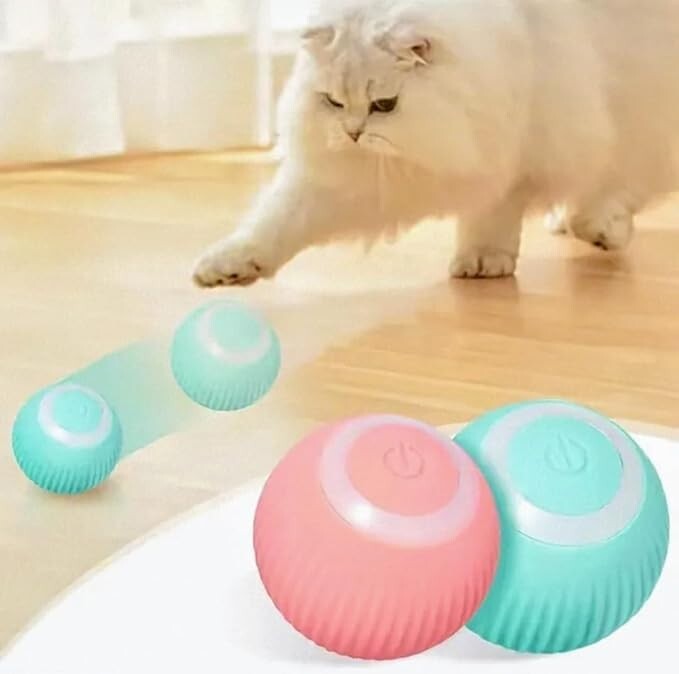 Smart Rotating Ball Cat Toy Rolling Ball Interactive Rotating (2 Pcs)