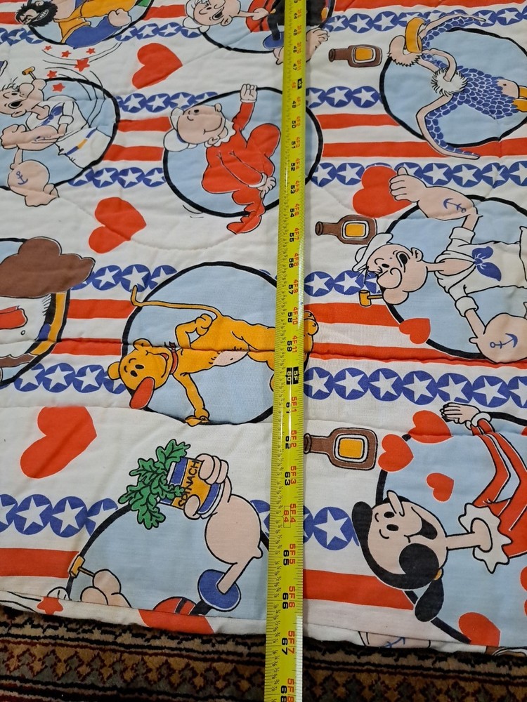 Vintage Quilted Popeye Theme Comforter Blanket