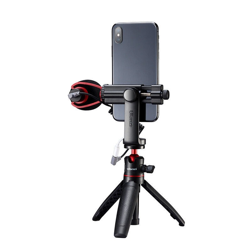 Adjustable 55-100mm Width Range Phone Clip Holder with Cold Shoe 1/4" Mount