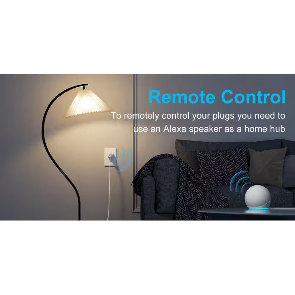 10 Amp 120 Volt Bluetooth Grounding Smart Plug Connector White Voice Control Ale
