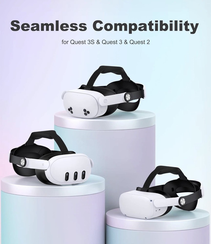 for Meta Quest 3S/Quest 2/Quest 3 Head Strap, Adjustable Head Strap Replacement