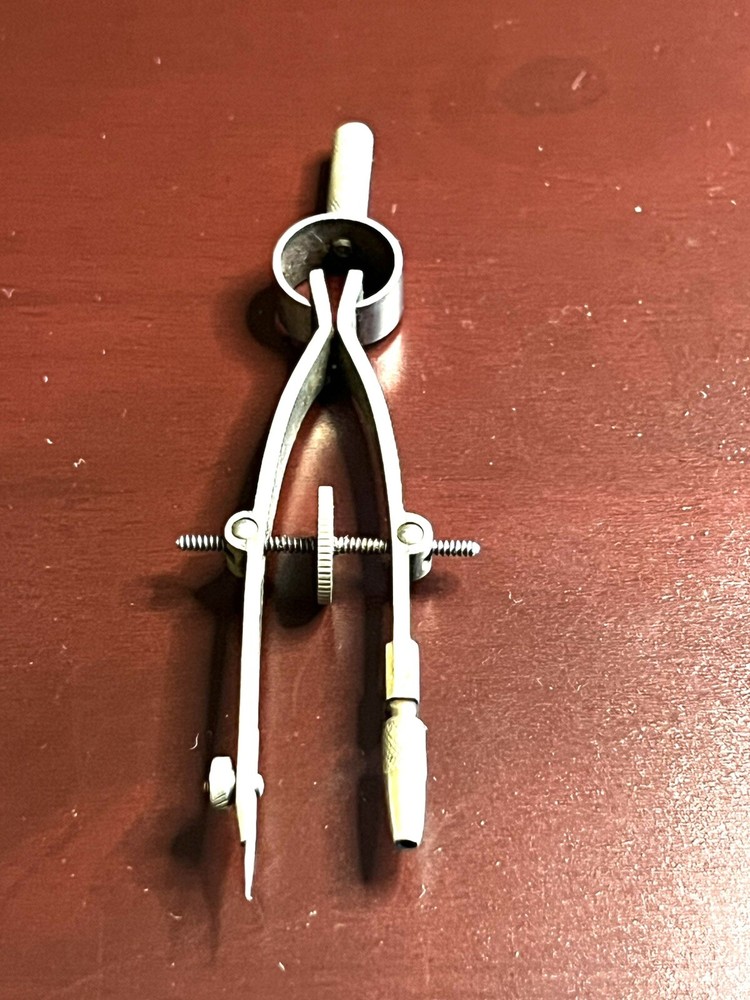 Vintage Drafting Compass Engineer Geometry Tool Metal Divider Compass