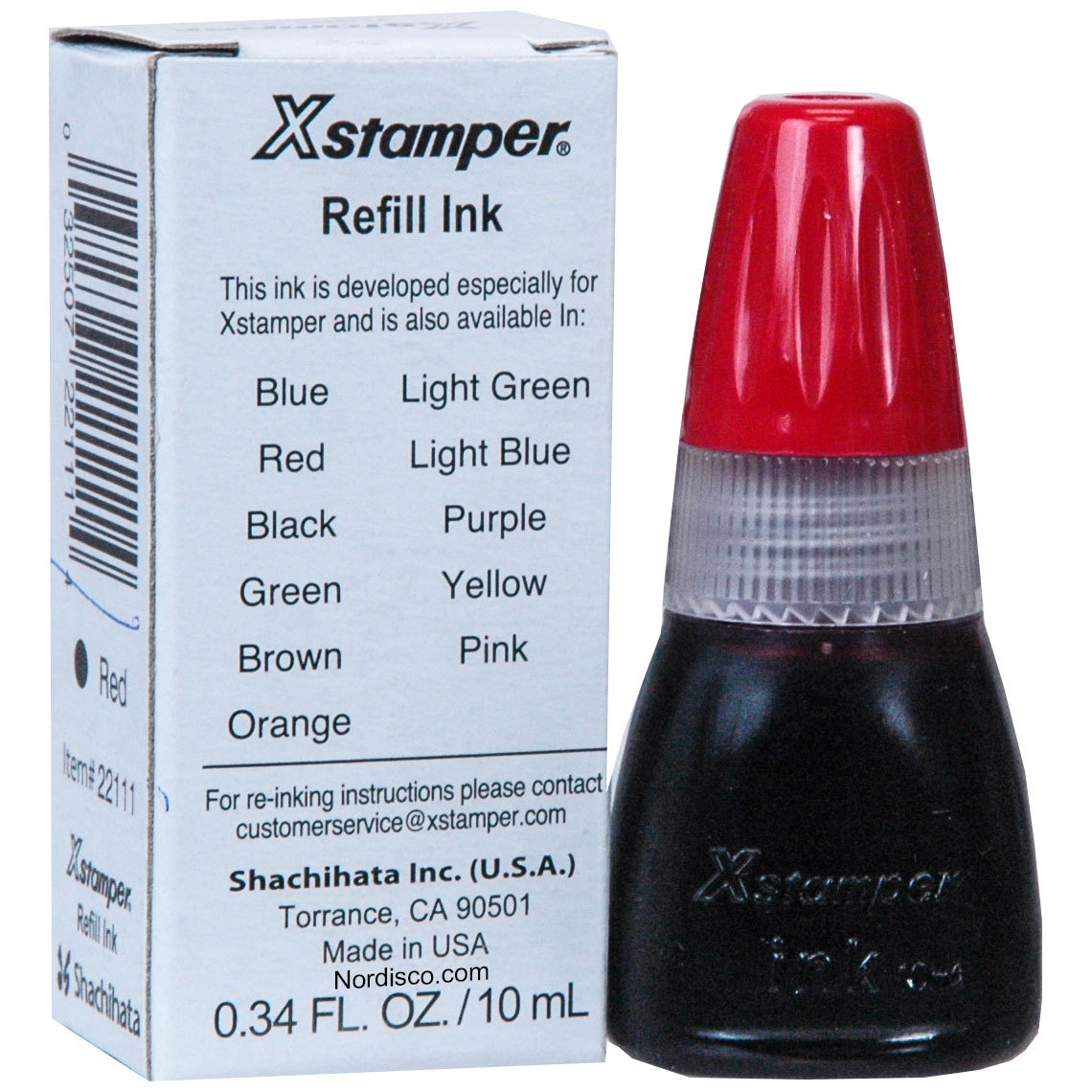 Xstamper Red Refill Ink 22111, 10ml Bottle, by Shachihata