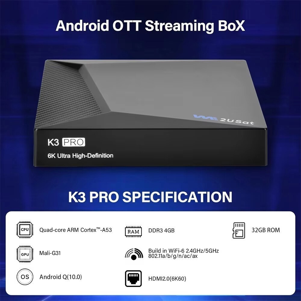 2026 We2USat K3 PRO+ 6K HDR Android TV Box