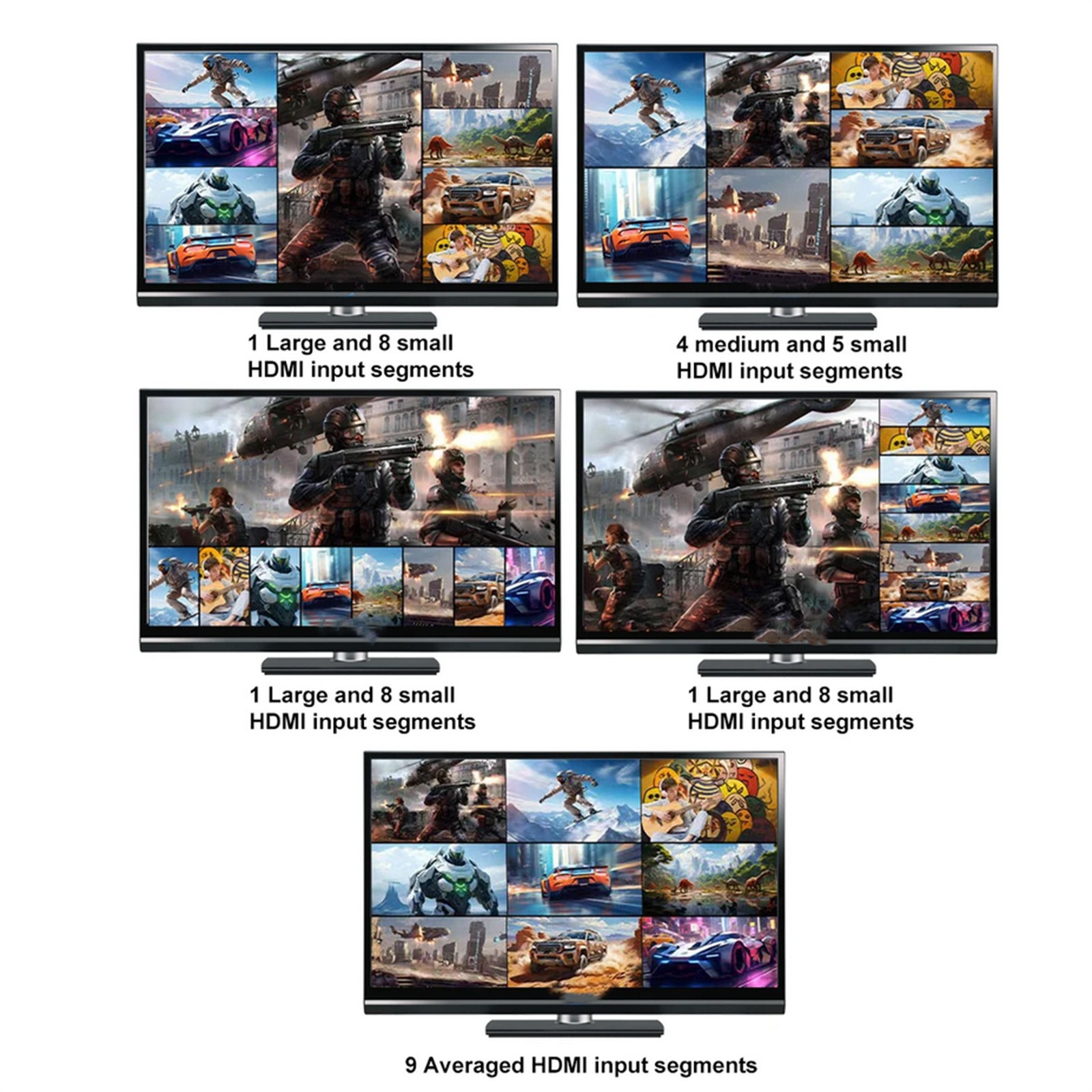 HDMI 9x1 Multiviewer 4K 30hz 9 In 1 Out 1080P Screen Multi-Viewer Switch Box