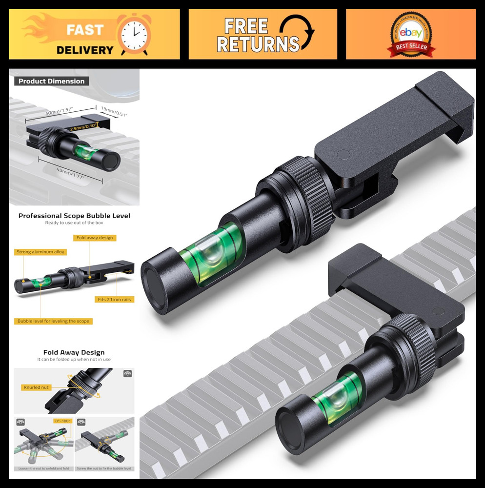 Precision Scope Leveling Kit - Foldable Anti-Cant Bubble Level Tool for Picatinn