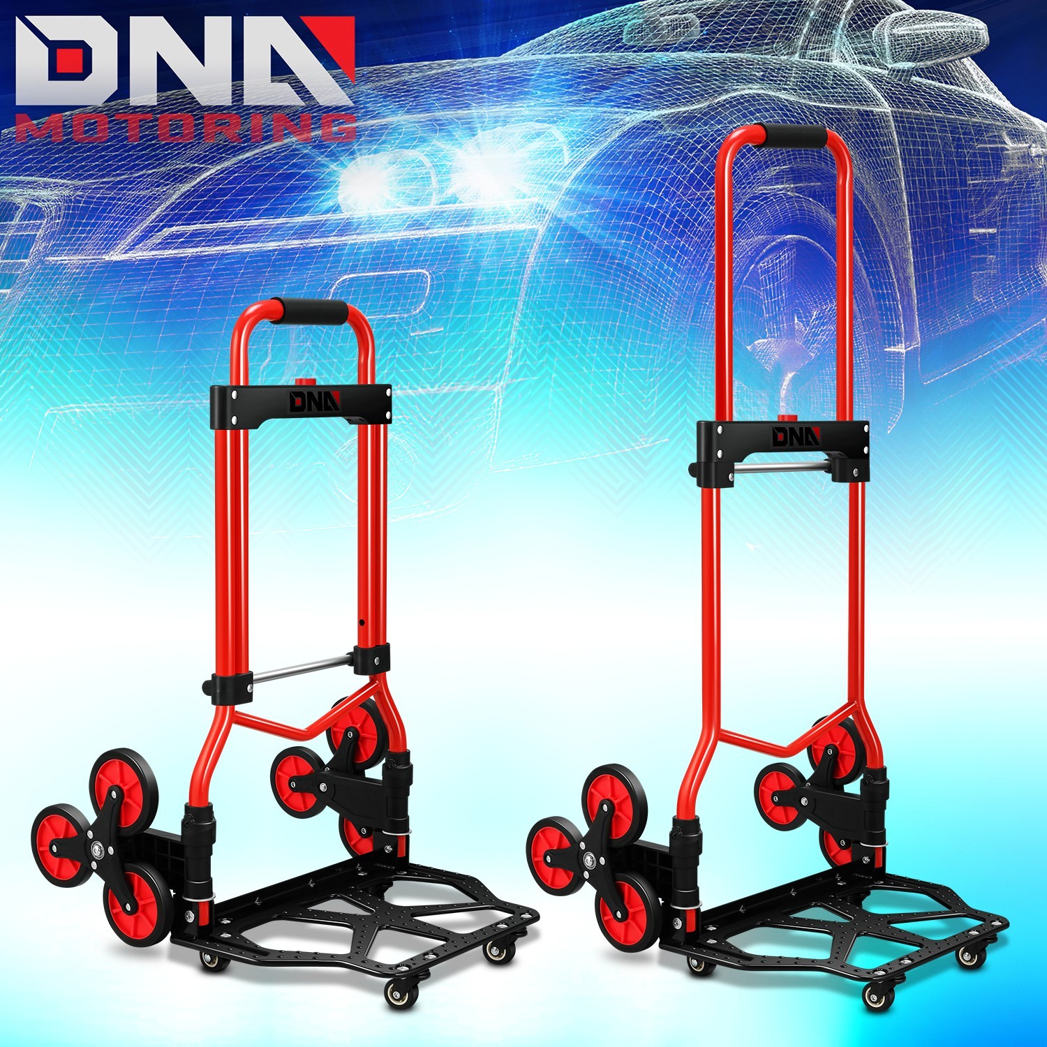 2-IN-1 176lbs Heavy Duty Folding Stair Climber Hand Truck Luggage Trolley Cart