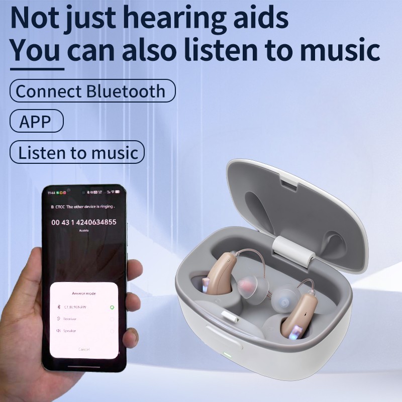 OTC Rechargeable Bluetooth Hearing Aids For Seniors, Self-Fitting APP Control
