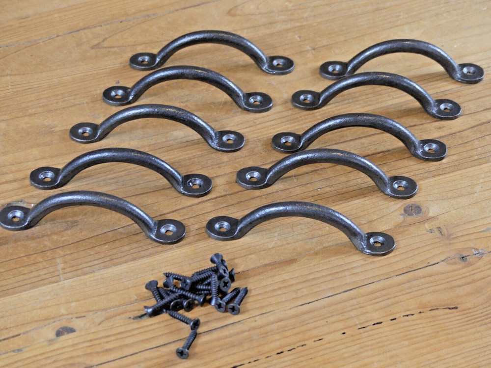 10 Iron Drawer Bin Pulls Small Long Cabinet Handles Kitchen Bath Window Small