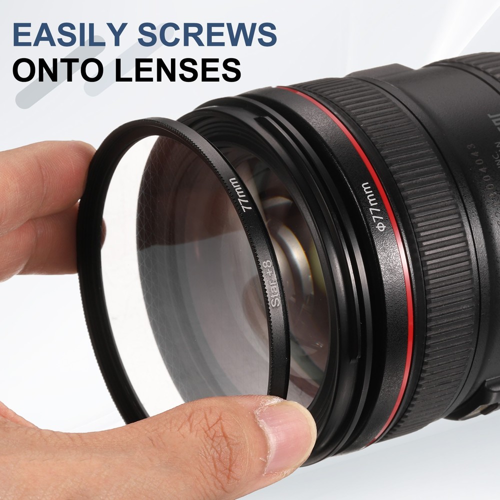 55mm Star Filter 8 Points Starburst Len Filter Variable Twinkle Effect Black