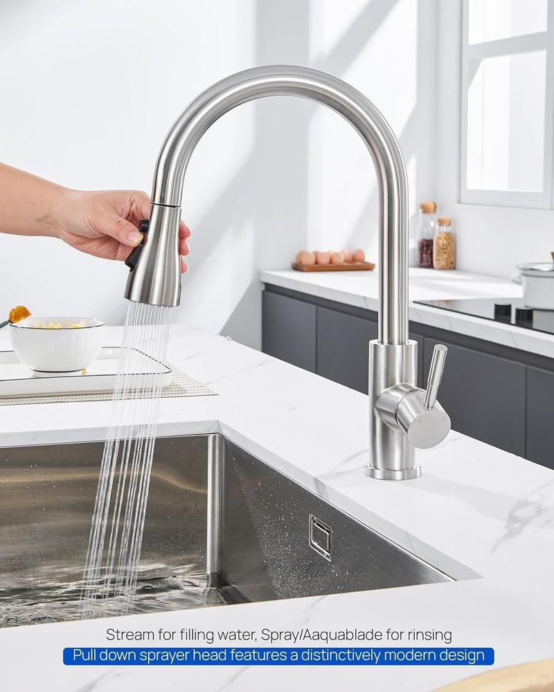 Pull Down Kitchen Faucet Sprayer Head Replacement Part with 15 Adapters, 3 Fu...