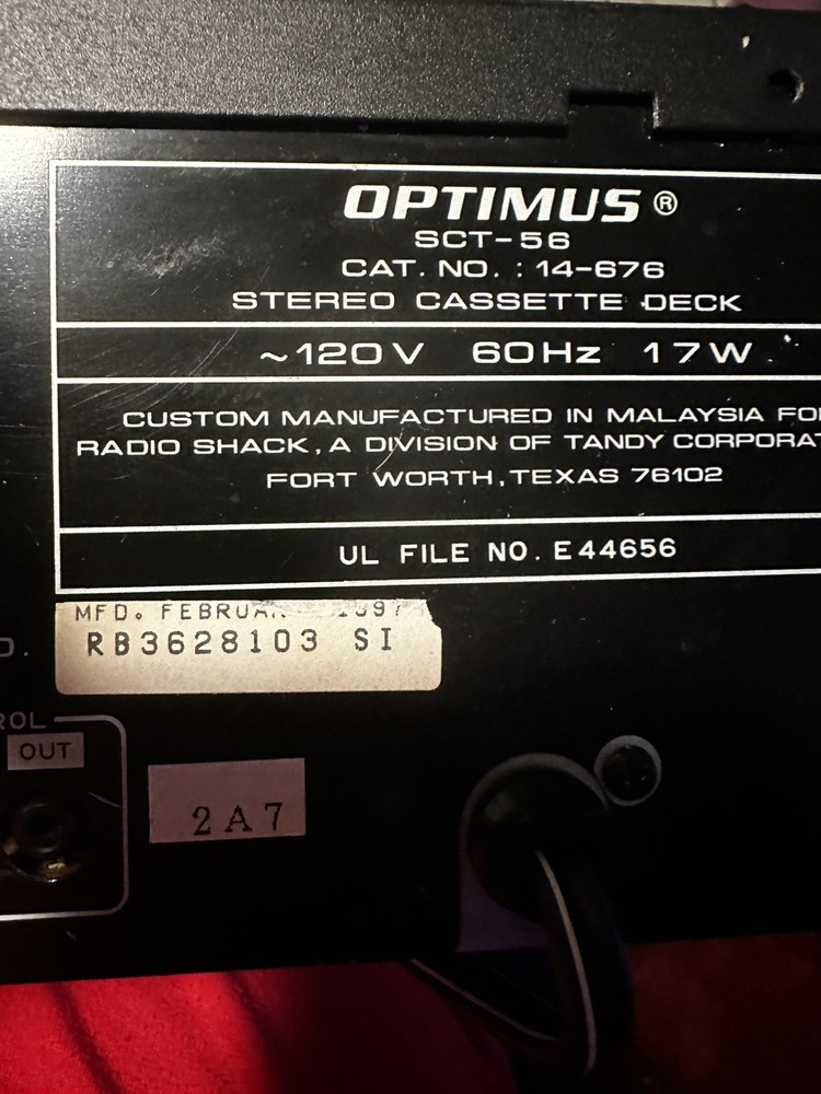 Optimus SCT-56 Stereo Cassette Deck