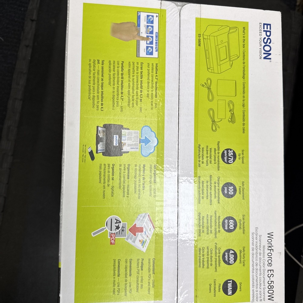Epson WorkForce ES-580W Wireless Duplex Scanner - Brand NEW