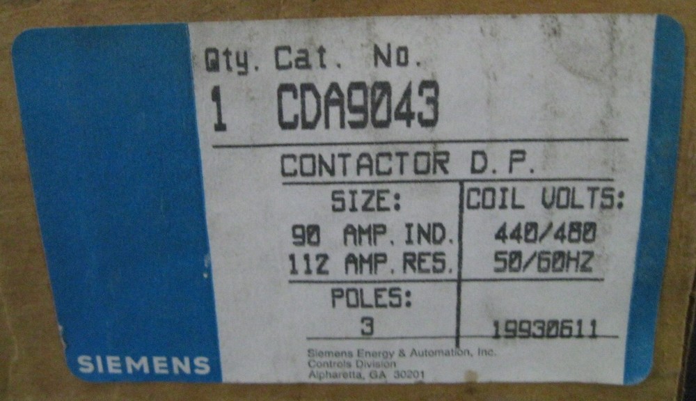 Siemens CDA9043 Contactor