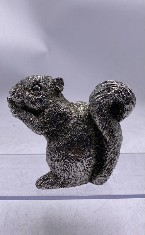Lillian Vernon Silver Plated Home Decorative Collectible Squirrel Figurine