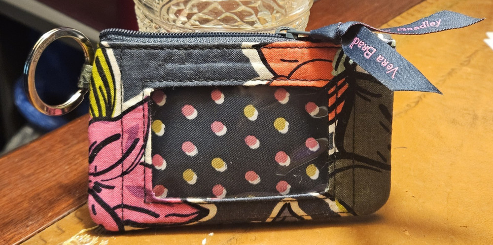 Vera Bradley Novelty zip Window ID case in Falling Flowers pattern