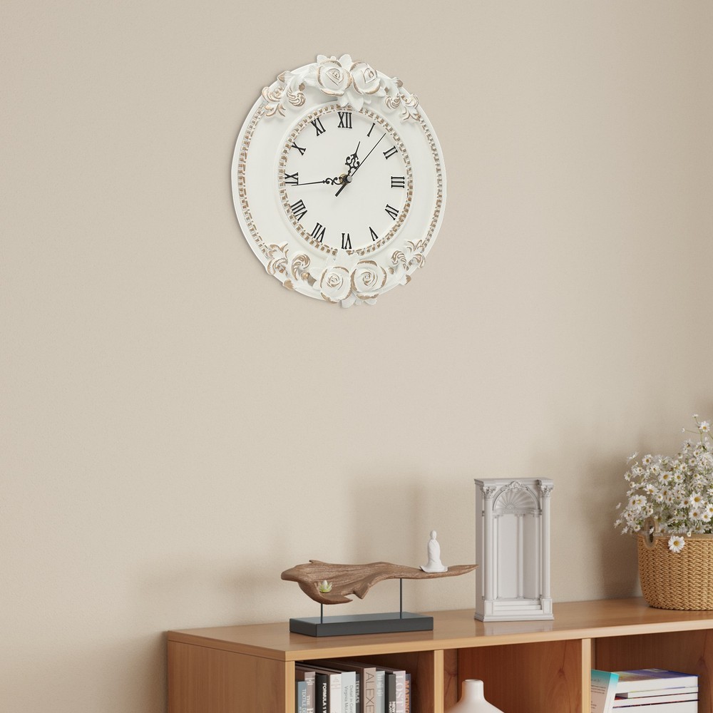 Wall Clock, White Large Wall Clock, Round Home Decoration Clock