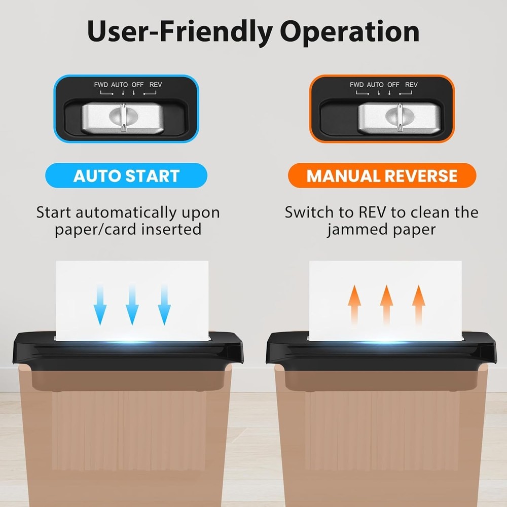 Efficient 6-Sheet Shredding Machine - Portable with Automatic Start-Stop Feature