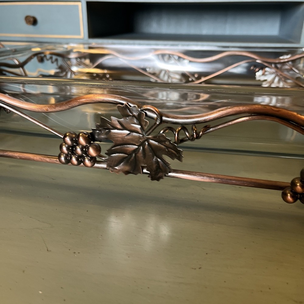 MARINEX Brazil, Glass & Copper Rectangular Buffet, Casserole Dish Serving Tray