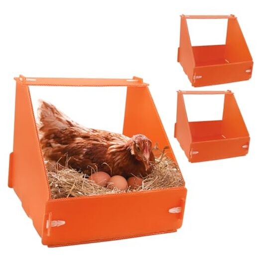 Touri 3 Pack Durable Chicken Nesting Boxes for Laying Eggs for Orange-3 pack