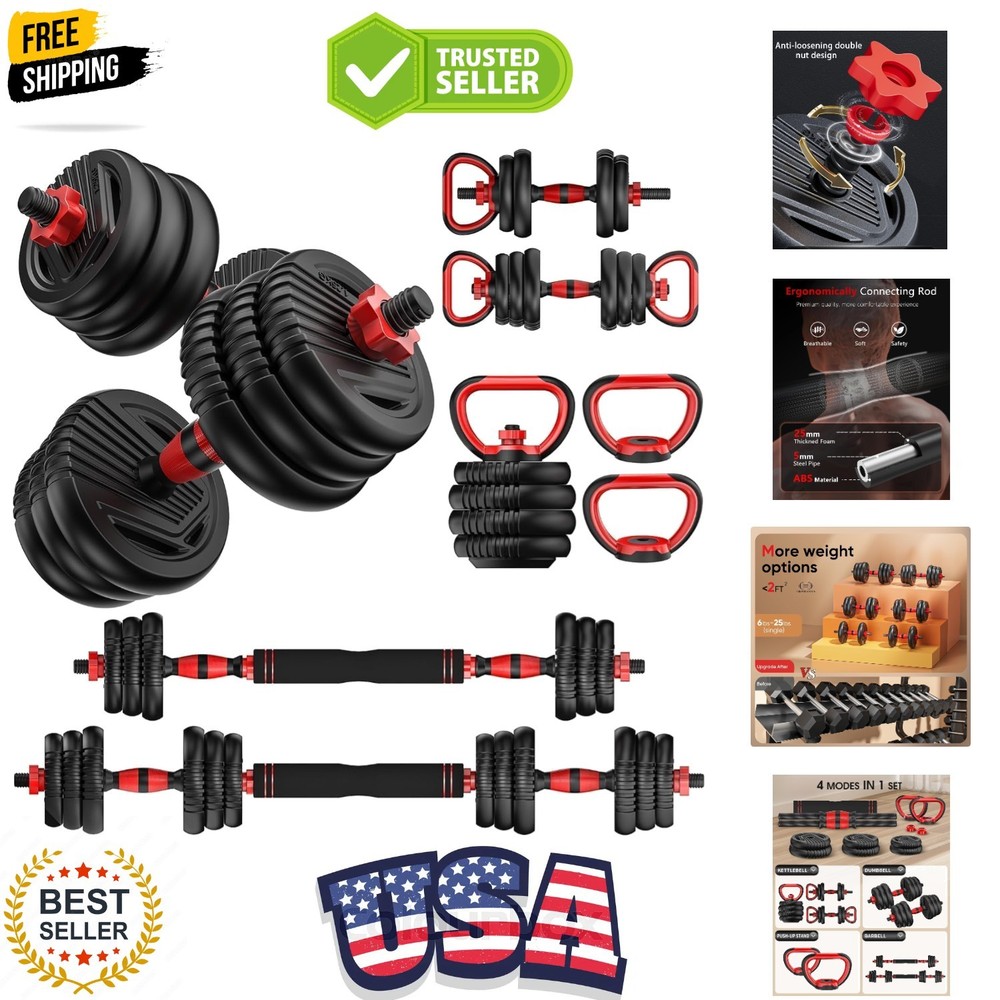 Adjustable Dumbbells (10-90lbs) - Multi-Functional Exercise Kit