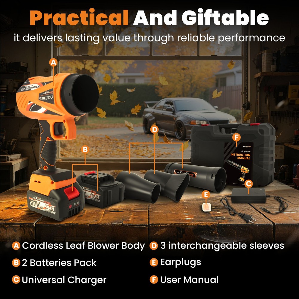 maXpeedingrods 550CFM Cordless Leaf Blower 2 Battery Variable Speed Lightweight
